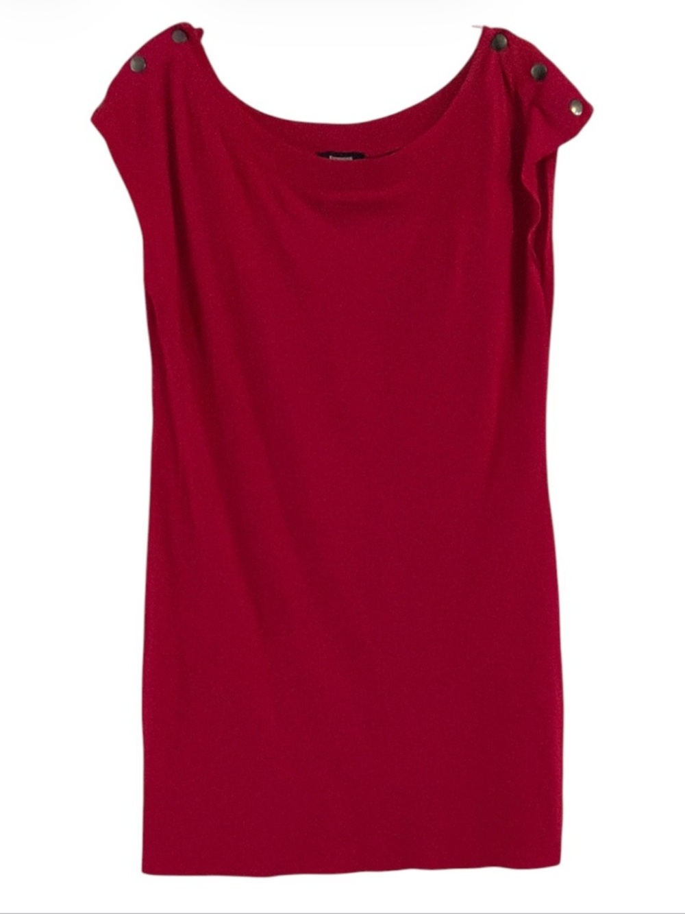 Express Raspberry Knit Mini Dress Boat Neck Button Shoulder Sleeve Size S
